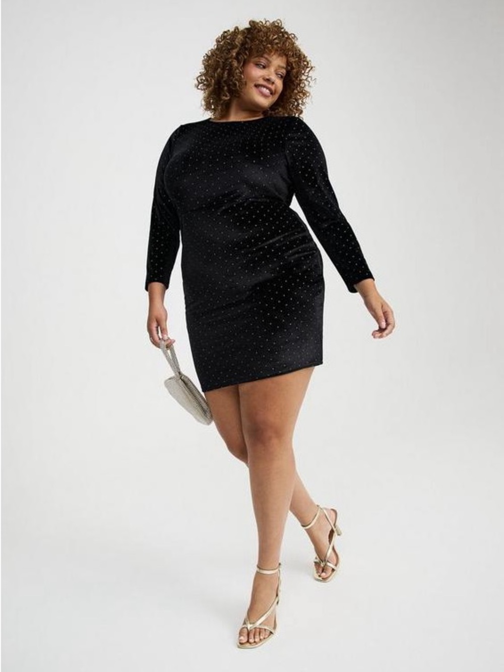 ✨NWT✨ torrid Mini Gold Dot Black Velvet Dress